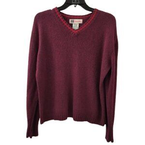 Vintage '98 Women's V-Neck Burgundy Pullover Sustainable Sweater - Women's L